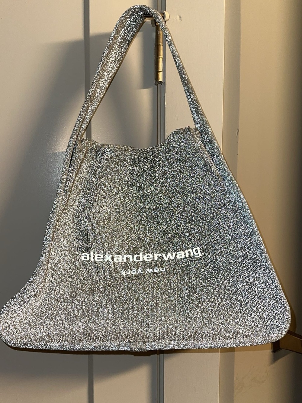 Alexander Wang Silver Glitter Shoulder Tote